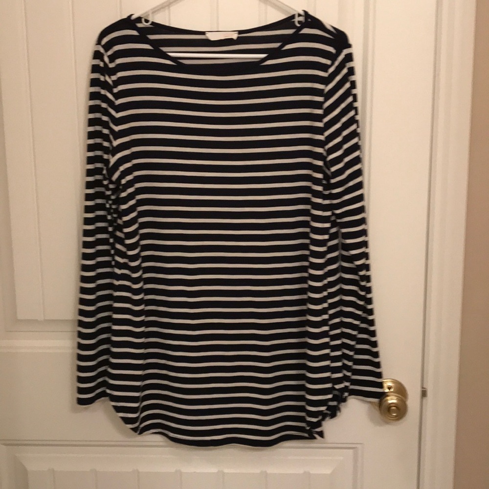 Navy and white stripes long sleeve top